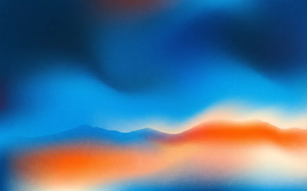 Soft abstract mountain range in LevelUp blue and orange